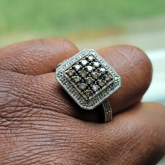 Real! Diamonds Chocolate Champagne Color Sterling Silver Ring - Picture 3 of 11